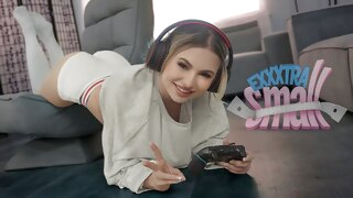 big cock Miniature And Petite Cutie Aria Banks Caught Her Tall Stepbro Chris Jerking Off In His Room pov small tits